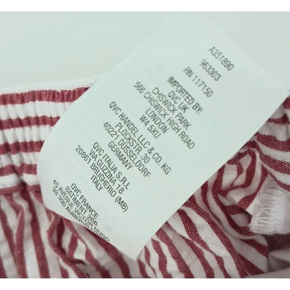 Quacker Factory Capri Pants Womens 1X Red & White Stripe Seersucker Pockets
